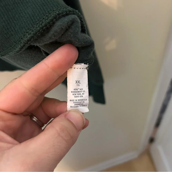 Aerie Dark Green Velour Zipper Hoodie Semi Cropped Size XXL - Picture 4 of 5